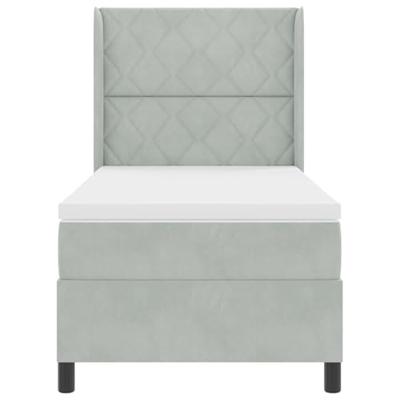 Boxspring bed met hoofdeinde Lichtgrijs 100 x 200 cm Fluweel