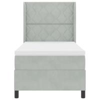 Boxspring bed met hoofdeinde Lichtgrijs 100 x 200 cm Fluweel - thumbnail