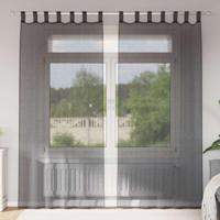 Gordijnen voile met tab top 2 st zwart - thumbnail