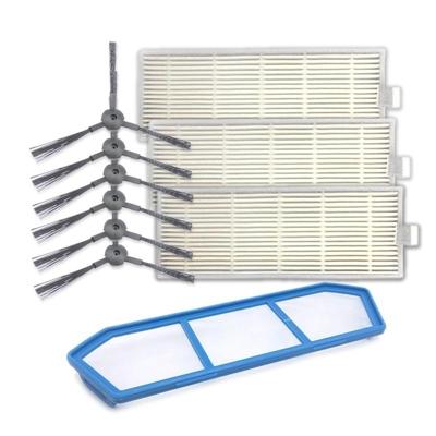 XI222 3 paar K614 side brushes + I205 Initial effect filter + 3 stuks I207 filter set voor ILIFE A4/A4S/A6