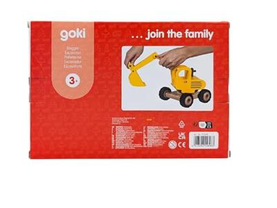 Goki houten graafmachine geel