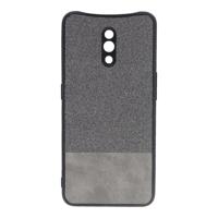 Shop4 - Oppo Reno Z Hoesje - Harde Back Case Denim en Leer Grijs - thumbnail