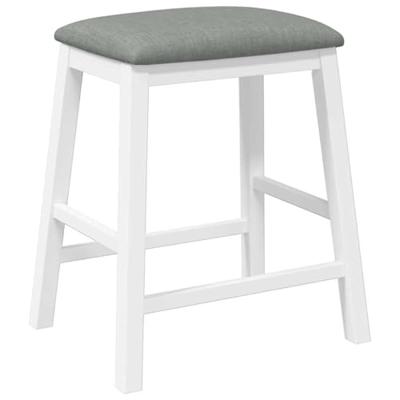 Barstoelen met kussens 2 st massief hout rubber wit
