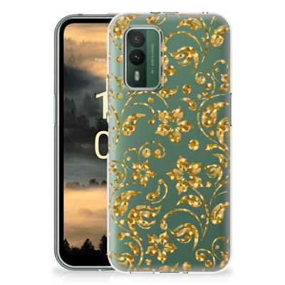 Nokia XR21 | TPU Case | Gouden Bloemen