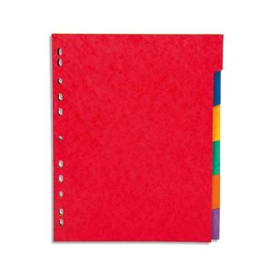 Pergamy tabbladen ft A4 maxi, 11-gaatsperforatie, stevig karton, geassorteerde kleuren, 6 tabs