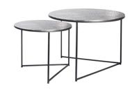 Ronde set van 2 salontafels ELEMENTS 60cm zilver antiek krokodillenontwerp handgemaakt - 43493 - thumbnail