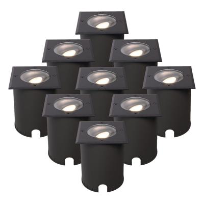 Set van 9 Cody LED Grondspots Zwart - GU10 4,5 Watt 345 lumen dimbaar - 4000K neutraal wit - Kantelbaar - Overrijdbaar - Vierkant - IP67 waterdicht Set van 9 Cody LED Grondspots Zwart - GU10 4,5 Watt 345 lumen dimbaar - 4000K neutraal wit - Kantelbaar - Overrijdbaar - Vierkant - IP67 waterdicht