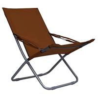 Strandstoelen 2 st inklapbaar stof bruin - thumbnail