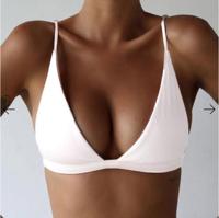 Zomer Sexy bikini's vrouwen badpak hoog getailleerde badpak Halter Bikini push-up zwemmen Padded beha Bralette badmode Size:S(WHITE) - thumbnail