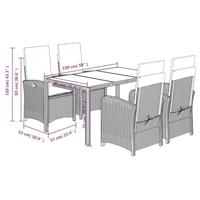 5-delige Tuinset met kussens poly rattan zwart - thumbnail