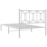 Bedframe met hoofdbord metaal wit 107x203 cm - thumbnail