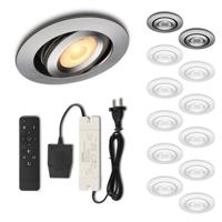 Set LED-inbouwspot met afstandsbediening Piccolo zilver 3W dimbaar IP44 1-12 stuks - thumbnail
