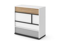 Dressoir ILONA 4 lades wit/eik salisbury - thumbnail