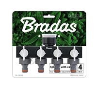 Waterverdeler 4-weg met afsluiters - 3/4 - 1 binnendraad - standaard - thumbnail