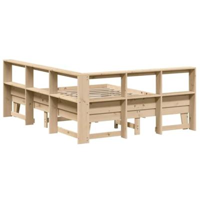 Bed met boekenkast zonder matras massief grenenhout 140x200 cm - thumbnail