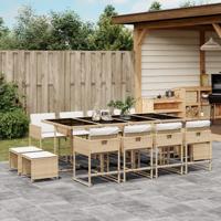 13-delige Tuinset met kussens poly rattan beige - thumbnail