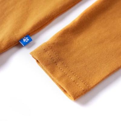 Kindershirt met lange mouwen wolvenprint 128 donkerokerkleurig - thumbnail