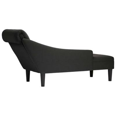 Chaise longue met kussen en rechterarmleuning stof zwart