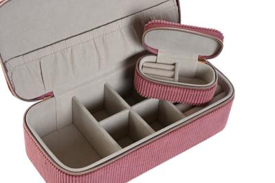 Doos-Juwelenkistje Home ESPRIT Crème Magenta 20,5 x 10 x 6 cm (2 Onderdelen)