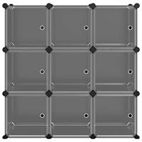 Opbergmeubel met 9 vakken en deuren polypropeen zwart - thumbnail