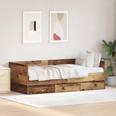 Dagbedframe met lades Oud hout 90 x 200 cm Bewerkt hout