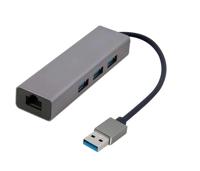 USB type-AM Gigabit netwerkadapter met ingebouwde USB 3.0 hub - thumbnail