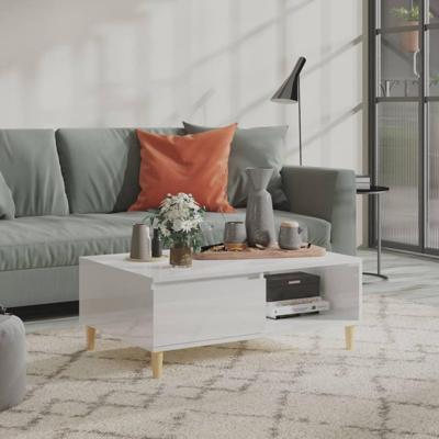 Salontafel 90x60x35 cm spaanplaat hoogglans wit