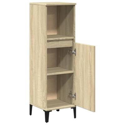 Badkamerkast 30x30x100 cm bewerkt hout sonoma eikenkleurig