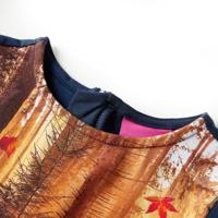 Kinderjurk met lange mouwen hertenprint 92 marineblauw - thumbnail