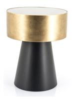By-Boo Bijzettafel 'Bunga' 40cm zwart/goud met glazen blad - thumbnail