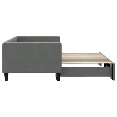 Slaapbank met onderschuifbed 90x190 cm stof donkergrijs