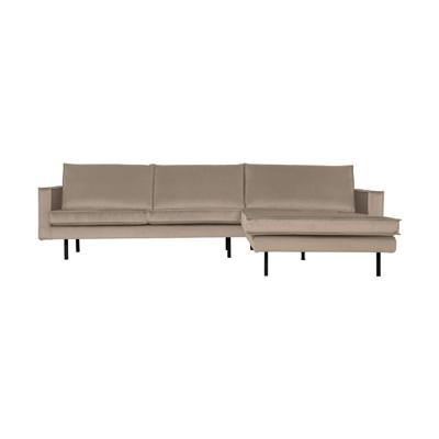 WOOOD Loungebank 'Rodeo' Rechts, Velvet, kleur Khaki
