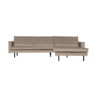 WOOOD Loungebank 'Rodeo' Rechts, Velvet, kleur Khaki - thumbnail