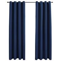 VidaXL Gordijn verduisterend met metalen ringen 2 st 140x175 cm blauw - thumbnail