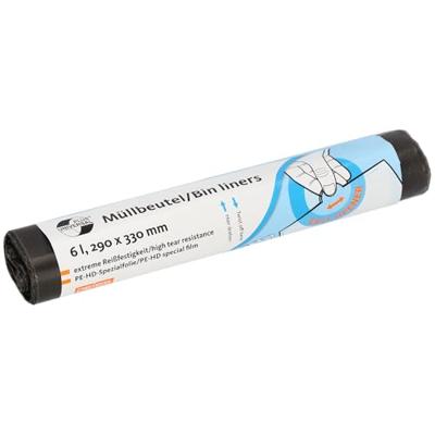 Vuilniszak 6 micron, ft 29 x 33 cm, 6 liter, zwart, rol van 50 stuks