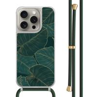 iPhone 15 Pro hoesje met groen koord - Monstera leaves - thumbnail