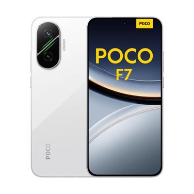 Xiaomi Poco F7 Smartphone, 12 + 256 GB, Sony-camera met 50 MP met OIS, 17,3 cm (6,83 inch) AMOLED-display, 1,5 K bij 120 Hz, Snapdragon 8s Gen 4, wit (oplader niet inbegrepen)