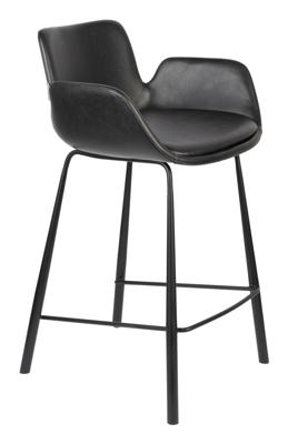Zuiver Barstoel 'Brit' PU leer, kleur Zwart (zithoogte 68cm)