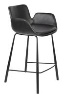 Zuiver Barstoel 'Brit' PU leer, kleur Zwart (zithoogte 68cm) - thumbnail