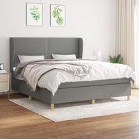 Boxspring met matras stof donkergrijs 180x200 cm - thumbnail
