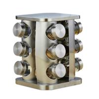 12 in 1 roestvrijstalen Canister set met draaibare houder (zilver) - thumbnail