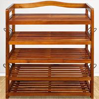 Acacia houten schoenenrek 5 planken - thumbnail