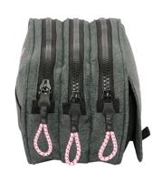 Pennenetui met 3 vakken Kappa Silver pink Grijs 21,5 x 10 x 8 cm - thumbnail