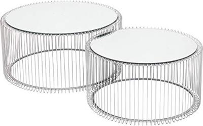 Kare Design Wire Salontafel - Set Van 2 - Zilver Met Glas