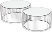 Kare Design Wire Salontafel - Set Van 2 - Zilver Met Glas - thumbnail
