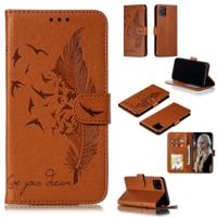 Feather patroon Litchi textuur horizontale Flip lederen draagtas met portemonnee & houder & card slots voor iPhone XI (2019) (bruin) - thumbnail