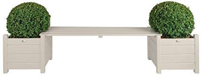Esschert Design bank met plantenbak wit cf33w