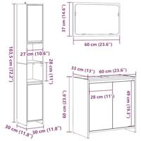 3-delige Badkamermeubelset bewerkt hout oud houtkleurig - thumbnail