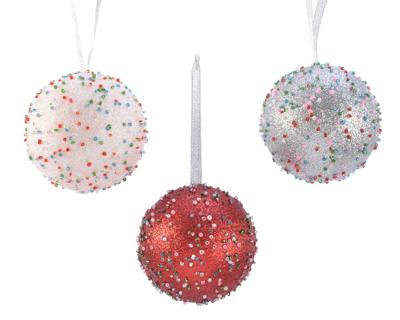 Kerstbal foam kralen d8 cm a3 hangdeco Decoris - Decoris
