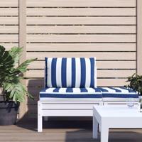 VidaXL Palletkussens 2 st gestreept oxford stof wit en blauw - thumbnail